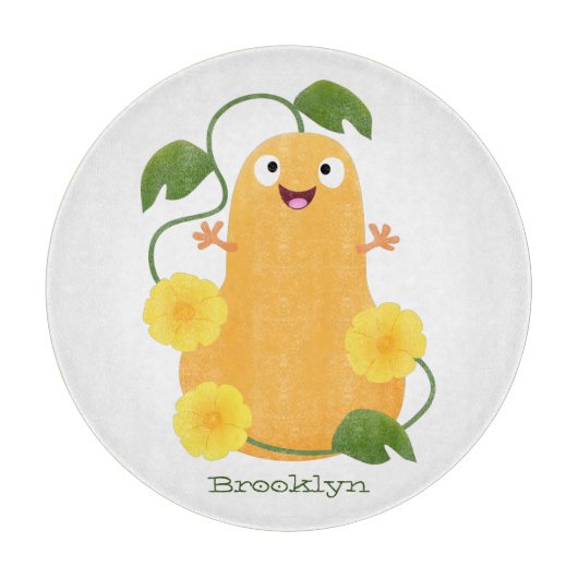 かわいいハッピーバターナットカボチャのグルドマンガ カッティングボード (正面)