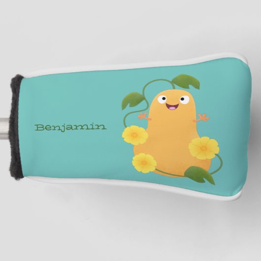 かわいいハッピーバターナットカボチャのグルドマンガ ゴルフヘッドカバー (正面)