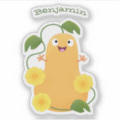 かわいいハッピーバターナットカボチャのグルドマンガ シール (正面)