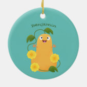 かわいいハッピーバターナットカボチャのグルドマンガ セラミックオーナメント (裏面)