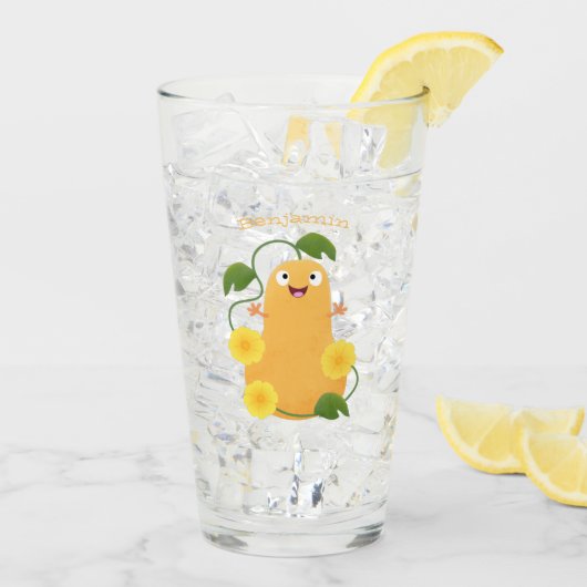 かわいいハッピーバターナットカボチャのグルドマンガ タンブラーグラス (アイス裏面)