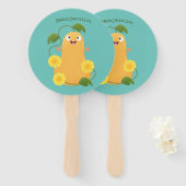 かわいいハッピーバターナットカボチャのグルドマンガ ハンドファン (正面&裏面)