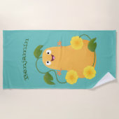 かわいいハッピーバターナットカボチャのグルドマンガ ビーチタオル (正面)