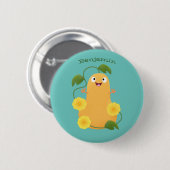 かわいいハッピーバターナットカボチャのグルドマンガ 缶バッジ (正面&裏面)