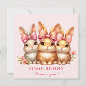 かわいいハッピーバニーガールウォーター色イースターカード カード (正面)