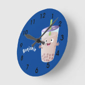 かわいいハッピーバブルティーボバ漫画のキャラクターラウンド ラウンド壁時計 (傾斜)