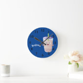 かわいいハッピーバブルティーボバ漫画のキャラクターラウンド ラウンド壁時計 (ホーム)