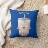 かわいいハッピーバブルティーボバ漫画のキャラクター クッション (ブランケット)