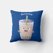 かわいいハッピーバブルティーボバ漫画のキャラクター クッション (裏面)