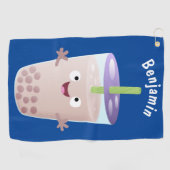 かわいいハッピーバブルティーボバ漫画のキャラクター ゴルフタオル (横)