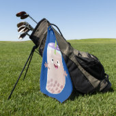 かわいいハッピーバブルティーボバ漫画のキャラクター ゴルフタオル (グリーン)