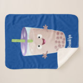 かわいいハッピーバブルティーボバ漫画のキャラクター シェルパブランケット (正面(横))