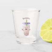 かわいいハッピーバブルティーボバ漫画のキャラクター ショットグラス (正面)