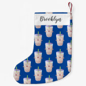 かわいいハッピーバブルティーボバ漫画のキャラクター スモールクリスマスストッキング (裏面)