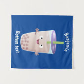 かわいいハッピーバブルティーボバ漫画のキャラクター タペストリー (正面(横))