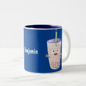 かわいいハッピーバブルティーボバ漫画のキャラクター ツートーンマグカップ (正面右)