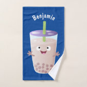 かわいいハッピーバブルティーボバ漫画のキャラクター バスタオルセット (ハンドタオル)