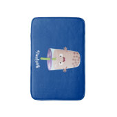 かわいいハッピーバブルティーボバ漫画のキャラクター バスマット (正面縦)