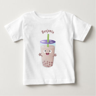 かわいいハッピーバブルティーボバ漫画のキャラクター ベビーTシャツ