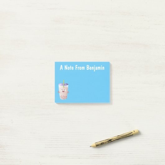 かわいいハッピーバブルティーボバ漫画のキャラクター ポストイット (デスク上)