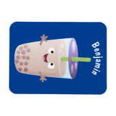 かわいいハッピーバブルティーボバ漫画のキャラクター マグネット (横)