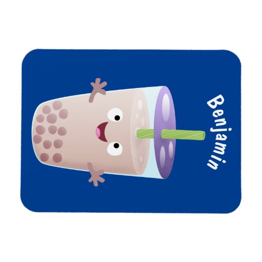 かわいいハッピーバブルティーボバ漫画のキャラクター マグネット (横)