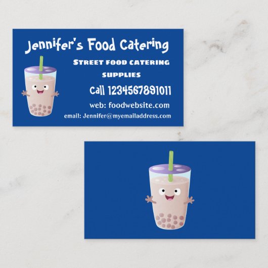 かわいいハッピーバブルティーボバ漫画のキャラクター 名刺 (正面/裏面)