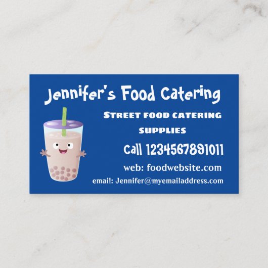 かわいいハッピーバブルティーボバ漫画のキャラクター 名刺 (正面)