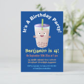 かわいいハッピーバブルティーボバ漫画のキャラクター 招待状 (スタンド正面)