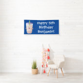 かわいいハッピーバブルティーボバ漫画のキャラクター 横断幕 (インサイチュ)