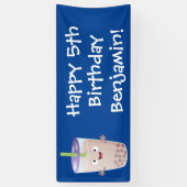 かわいいハッピーバブルティーボバ漫画のキャラクター 横断幕 (縦)