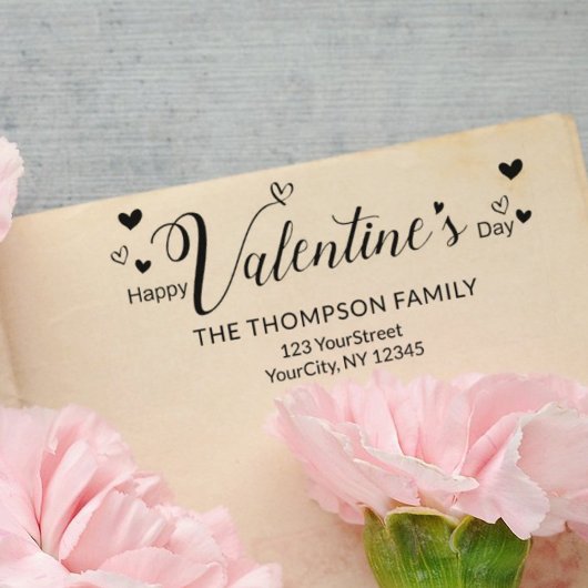 かわいいハッピーバレンタインデータイポグラフィアドレス セルフインキングスタンプ