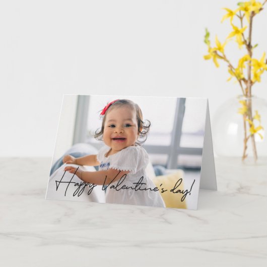 かわいいハッピーバレンタインデーパーソナライズされた写真 カード (黄色い花)
