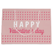 かわいいハッピーバレンタインデーピンクハートパターン ラージペーパーバッグ (正面)