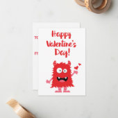 かわいいハッピーバレンタインデー赤い漫画の怪物 ノートカード (正面/裏面インサイチュ)