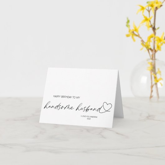 かわいいハッピーバースデーとハンサムな夫のカード カード (黄色い花)