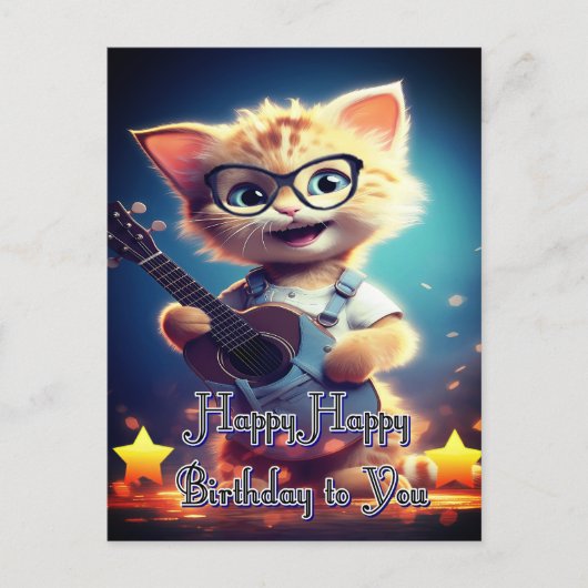 かわいいハッピーバースデーねこ ポストカード (正面)
