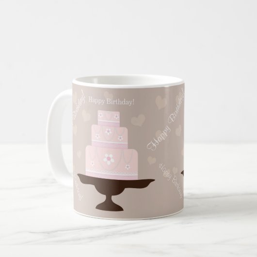 かわいいハッピーバースデーのケーキ コーヒーマグカップ (正面左)