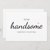 かわいいハッピーバースデーのハンサムなボーイフレンドハート愛好 招待状 (正面/裏面)