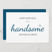かわいいハッピーバースデーのハンサムボーイフレンドハート 招待状 (正面/裏面)