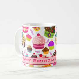 かわいいハッピーバースデーカップケーキ コーヒーマグカップ