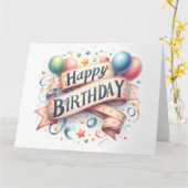 かわいいハッピーバースデーカード カード (黄色い花)