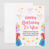 かわいいハッピーバースデーカード 招待状 (正面/裏面)