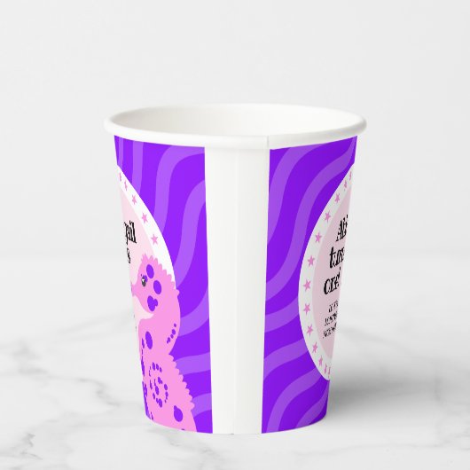 かわいいハッピーバースデーガールピンクシーホースon波 紙コップ (右)