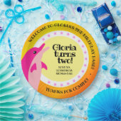 かわいいハッピーバースデーガールピンクドルフィンザサン ペーパープレート (パーティー)