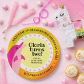 かわいいハッピーバースデーガールピンクドルフィンザサン ペーパープレート (パーティー)