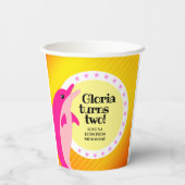 かわいいハッピーバースデーガールピンクドルフィンザサン 紙コップ (裏面)