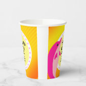 かわいいハッピーバースデーガールピンクドルフィンザサン 紙コップ (左)