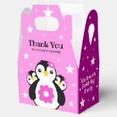 かわいいハッピーバースデーガールペンギンピンク色の花 フェイバーボックス (オープン)