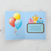 かわいいハッピーバースデーキリン犬と猫 カード (内部)